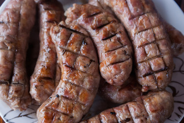 Grilled sausages closeup