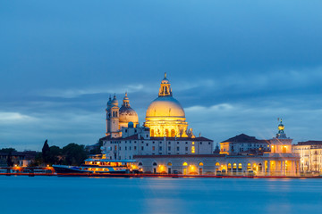 Fototapeta na wymiar Venice. Basilica of Santa Maria della Salute at night.