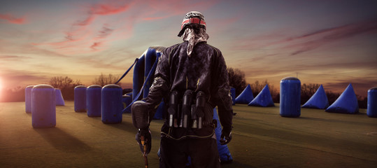 Paintball player facing Field