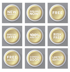 Set of  golden vector buttons