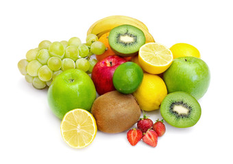 fruits and berries isolated on white background