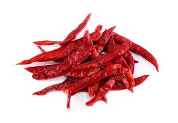 Dried big chili on white background