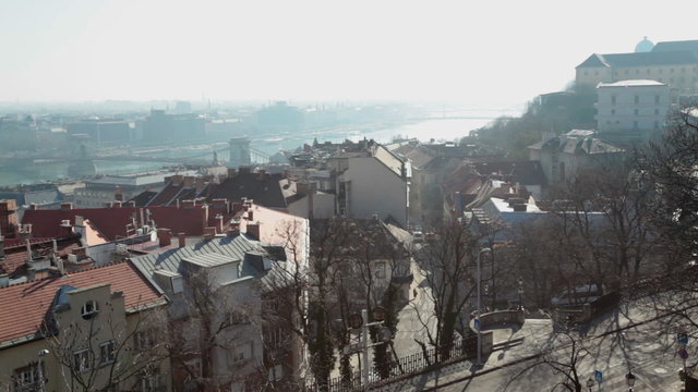 HD 1080: Budapest cityscape - Danube panorama from Buda Castle (Budavari palota) 