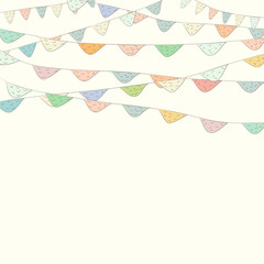 Colorful bunting and garland set isolated. Vector hand drawn