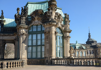 Fototapeta na wymiar Upper part of Rampart Pavilion in Zwinger, Dresden, Saxony, Germ