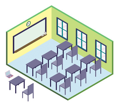illustration of info graphic classroom concept in isometric graphic