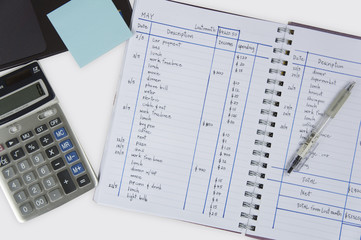 Naklejka na ściany i meble accounting add number surplus calculator calculation concept