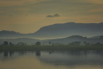beautiful sunrise on the lake