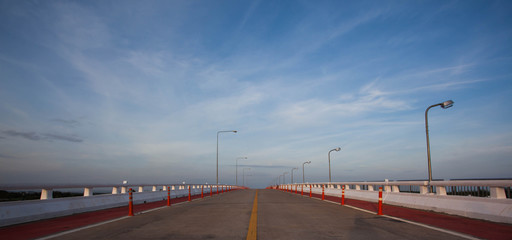 Bridge with bicycle lane and blue sky