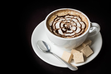 latte art coffee with sugar