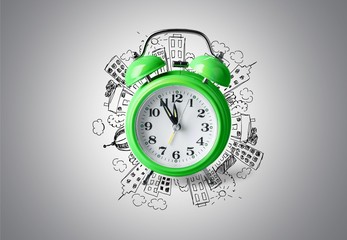 Clock, green, second.