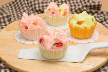 Cotton wool cake. Thai Dessert (steam cup cake)