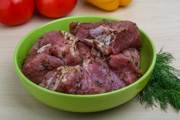 Raw marinated meat for bbq