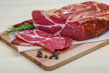 Smoked pork meat with dill