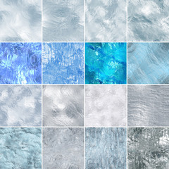Naklejka premium Seamless ice snow textures set. Abstract winter backgrounds