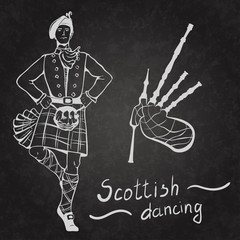 Scottish dancer and Bagpipes - 87216705