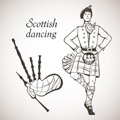 Scottish dancer and Bagpipes - 87216724