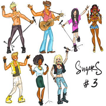 Singers - part 3. Hand drawn collection