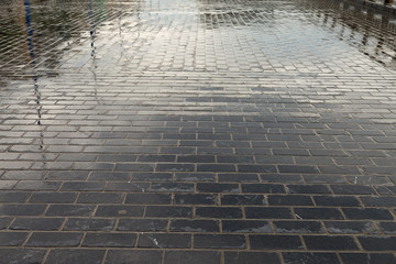 Pavement in rain time.