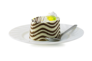 multilayer biscuit cake on the plate