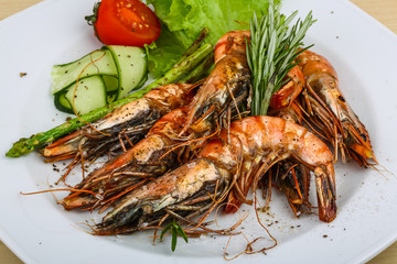 Grilled tiger prawns
