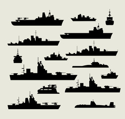 Fototapeta premium silhouettes of warships