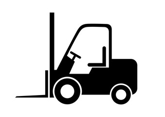 Black forklift truck on white background