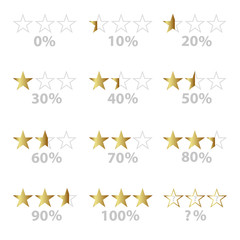 gold stars and percentage for rating and reviews eps10