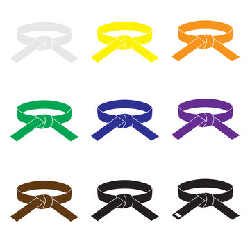 karate martial arts color belts icons set eps10