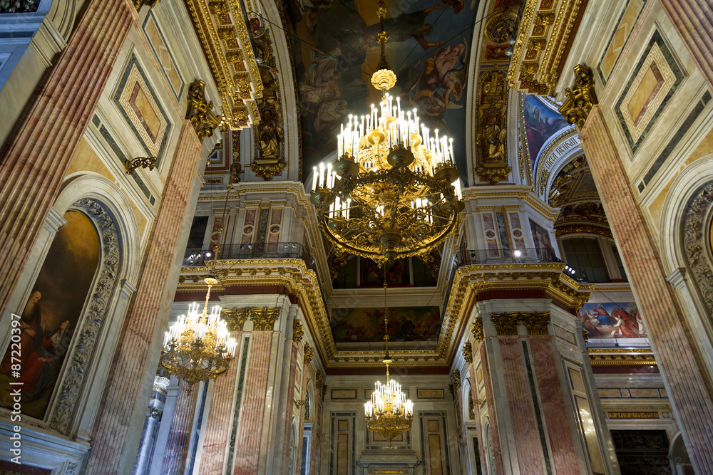 Wall mural Dome of St. Isaacs cathedral viewed from the bottom.