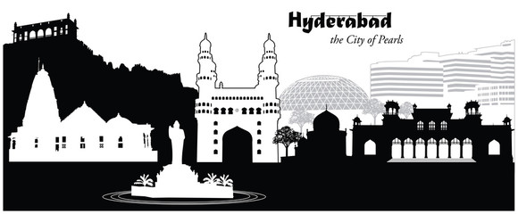 Vector illustration of the cityscape of Hyderabad