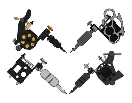Set of 4 different style tattoo machines
