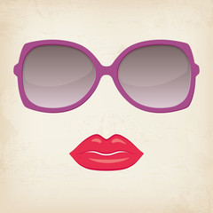 Woman lips and glasses