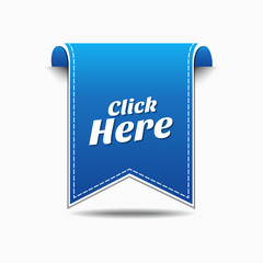 Click Here Blue Vector Icon Design