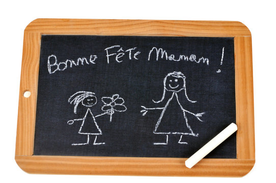 Ardoise avec bonne f&ecirc;te maman &eacute;crit