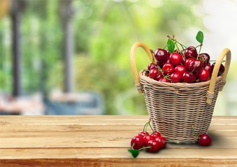 Cherry, Basket, Fruit.