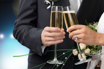 Wedding, Bride, Champagne.