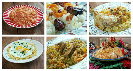 set of different  Oriental pilaf
