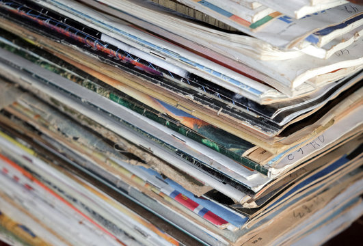 Stack of magazines and newspapers