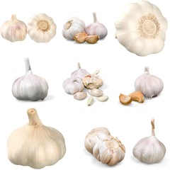 Isolated, white, garlic.