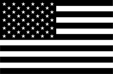 American flag in black and white - Powered by Adobe