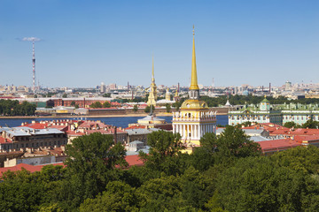 Fototapeta premium View to the cityscape of Saint-Petersburg, Russia. View from above
