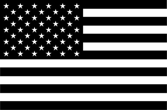 American flag in black and white