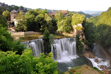 Fototapeta na wymiar Waterfalls in Jajce