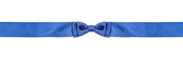 Fototapeta premium symmetric blue bow knot on narrow silk ribbon