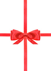 red satin bow knot and ribbons on white - set 19