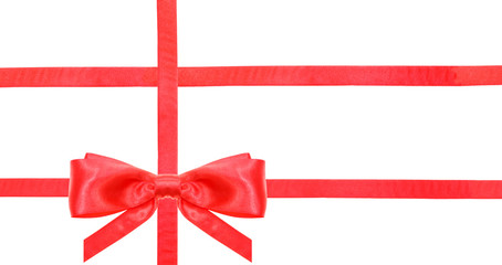 red satin bow knot and ribbons on white - set 25
