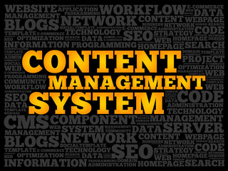 CMS Content Management System word cloud, business concept