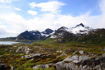 Fototapeta na wymiar mountains on Lofoten islands in Norway