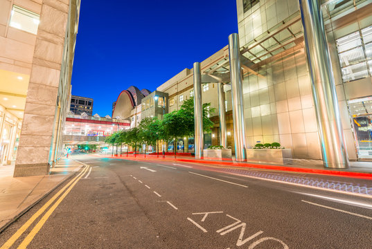 Canary Wharf Street At Night